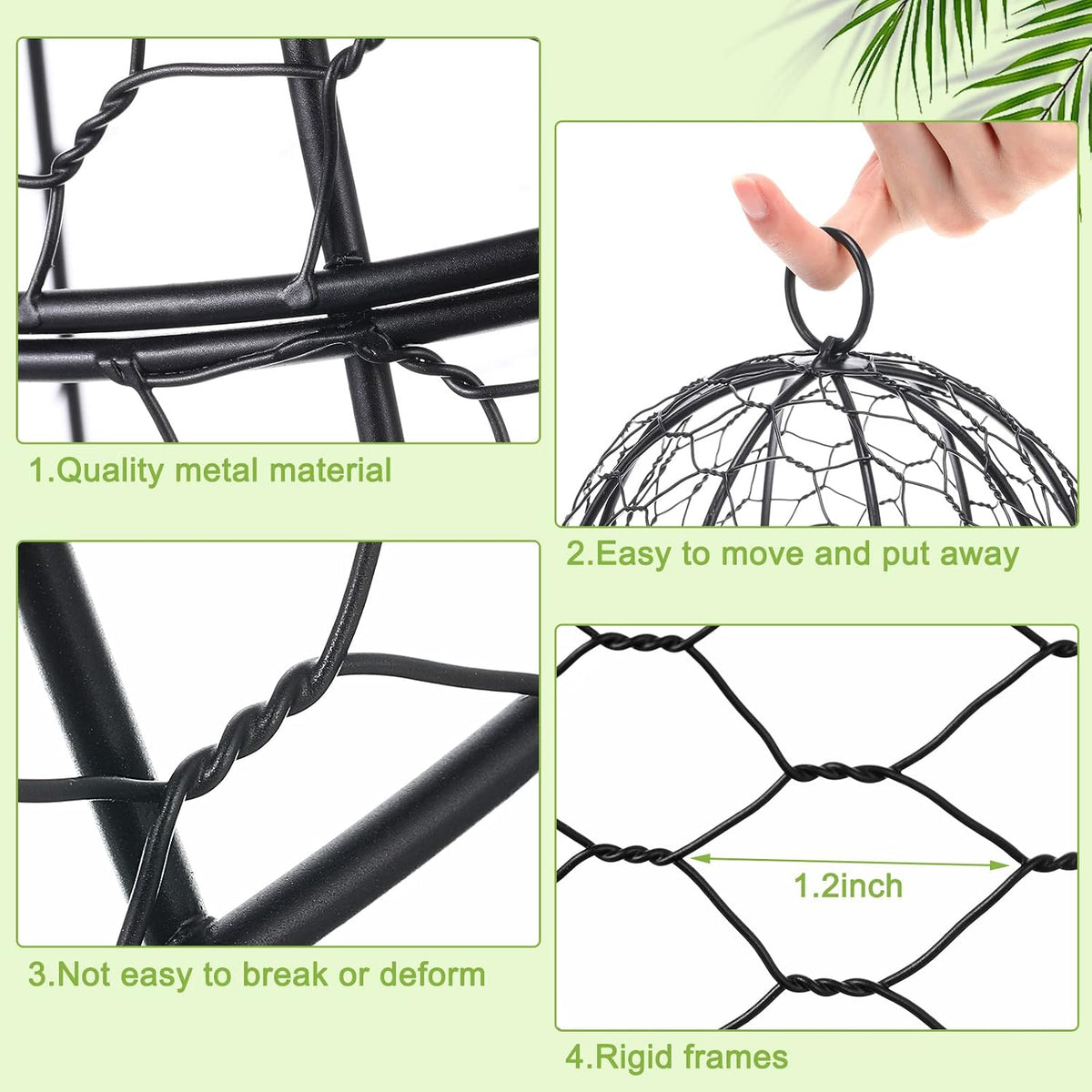 garden chicken wire cloche, 12" w x 15.7", side view