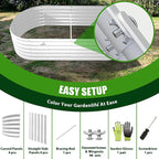 A ANLEOLIFE 6X2X1.5 ft Galvanized Raised Garden Beds Outdoor, Oval Round Metal Planter Box for Planting Vegetables Flowers Herb, Anti-Rust & Easy-Setup, Antique White