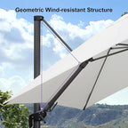 PURPLE LEAF 9.8' X 9.8' Left-right Tilting Patio Umbrella Outdoor Cantilever Swivel Square Umbrella Aluminum Offset Umbrella with 360-degree Rotation for Garden Deck Pool Patio White