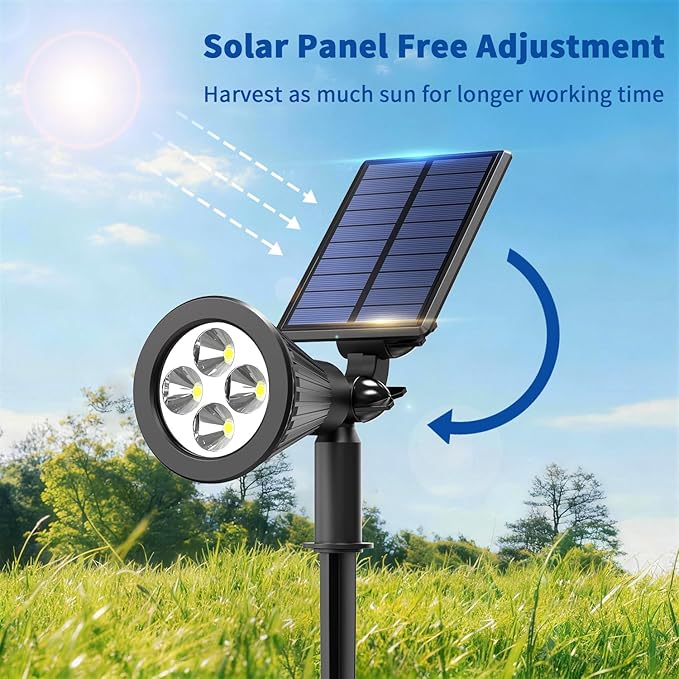 Solar Lights Outdoor Waterproof IP65,6500K Super Bright LED,2 Lighting Modes, Solar Powered Yard Garden Solar Spot Lights for Flag Landscape Auto On/Off-2 Pack