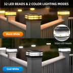 12 Pack Solar Post Cap Lights Outdoor Waterproof, Warm & Cool White, Black | Fits 4x4 Wooden and Vinyl Posts,Fence Deck Post Lights, High-Brightness LEDs