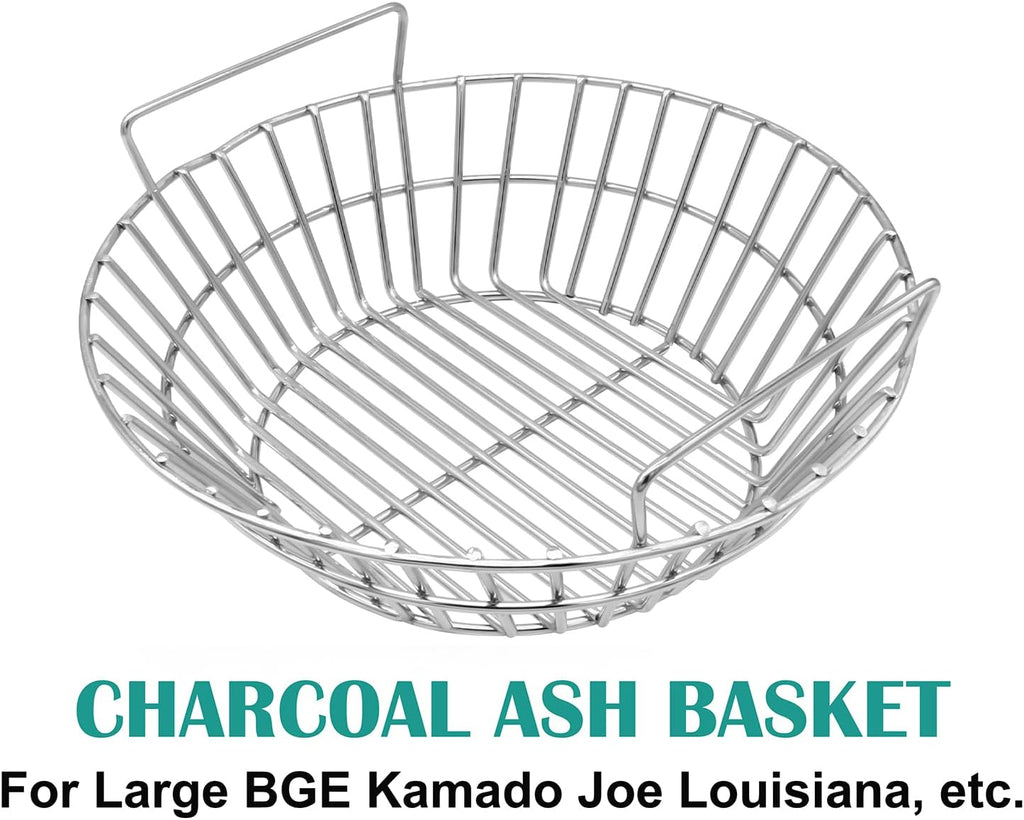 Charcoal Ash Basket for Large Big Green Egg Grill | Basket for Kamado Classic, Pit Boss, Louisiana Grills, Primo Kamado and Large Grill Dome, Stainless Steel