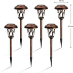 GIGALUMI 6 Pack Solar Pathway Lights Outdoor, Metal Glass & ABS Solar Landscape Lights Waterproof IP65, Warm White Solar Powered Garden Lights for Yard Patio Walkway Driveway (Brown)