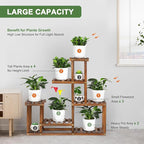 Wood Plant Stand Indoor Outdoor Multi Tiered Corner Plant Shelf Holder High Low Flower Rack Stand for Indoor Multiple Plants 9 Potted Organize Shelves in Living Room Garden Balcony Patio Yard