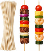 100 PCS Natural Bamboo Skewers, 4/6/8/10/12 Inch 4mm Thick Heavy Duty BBQ Sticks for Grilling, Kabob, Cocktail, Fruit, Chocolate Fountain, Crafting, Party (12 inch)