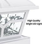 SIEDiNLAR Solar Post Cap Lights Outdoor 2 Modes, 4 Pack, White, Warm/White | Fence Post Lights, 8 LEDs for 4x4, 5x5 & 6x6 Vinyl/Wood Posts, Solar-Powered Waterproof for Patio, Deck, Garden & Yard Decor
