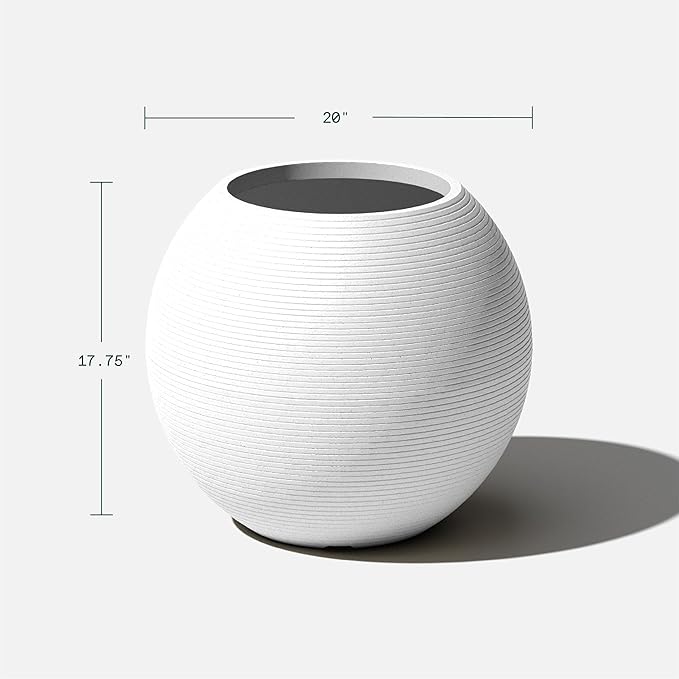 Veradek Strata Series Sphere Round Planter for Patio & Backyard | Durable Plastic-Stone Material | Modern Décor for Tall Trees and Plants