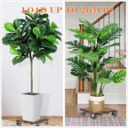 2 Pack Plant Stand with Wheels, 14" Rolling Plant Stand 264 LBS Heavy Duty Wooden Square Plant Caddy with Metal 360° Lockable Caster Wheels for Outdoor Indoor Large Plant Pots, Flower Pot, Patio