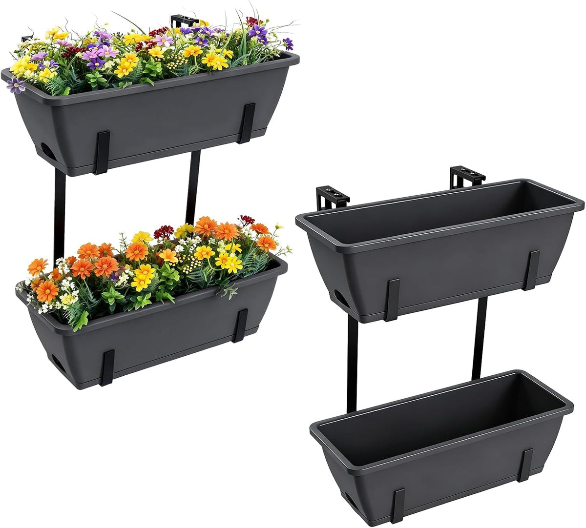 hanging flower pots, 16.9 inches railing planter box, main product view