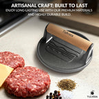 Smash Burger Press | Cast Iron Hamburger Smasher Tool | Flat-Edge Meat Press for Hamburgers, Bacon, Outdoor Kitchen | Griddle & Grilling Accessories | Pre-Seasoned | 6.1”
