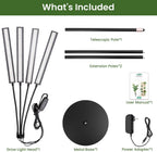 LBW Grow Lights for Indoor Plants, 75" Tall Full Spectrum Plant Grow Light | 228 LEDs Full Spectrum Grow Light with Stand, 6/8/12/16H Timer, 3 Color Modes, 360°Flexible Gooseneck, 4 Heads, Black