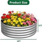zizin 2 Pack Galvanized Raised Garden Bed Metal Round Raised Garden Beds Outdoor Planter Box for Vegetables (4FT, Silver)