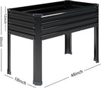 Vengarus Galvanized Raised Garden Bed Outdoor with Legs,48×18×30in Metal Elevated Raised Planter Box for Backyard, Patio, Balcony, 300lb Capacity,Black(2PCS)