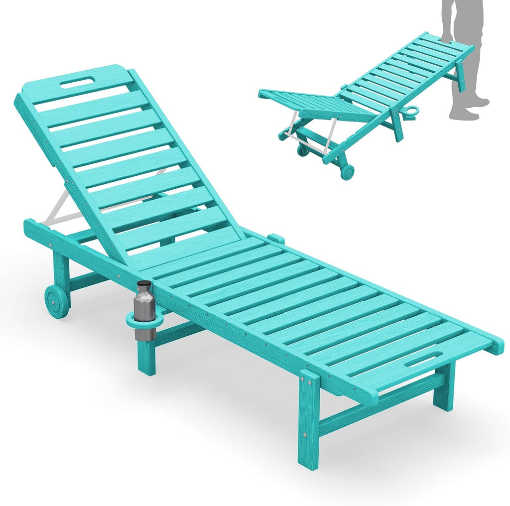 serwall hdpe outdoor chaise lounge with cup holder, main product view