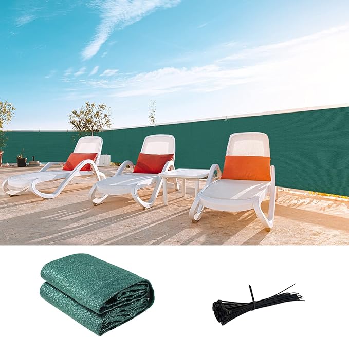 LOVE STORY Custom Size 3'x32' Dark Green Balcony Privacy Screen,UV Block Privacy Fence Screen,90% Shield for Outdoor Pool Garden Apartment Railing