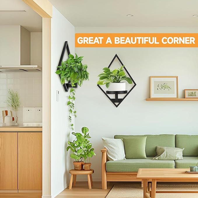 Wall Plant Holder, 3 Pack Metal Floating Shelves Indoor, Window Sill Plant Shelf for Bedroom Bathroom Living Room Home Office