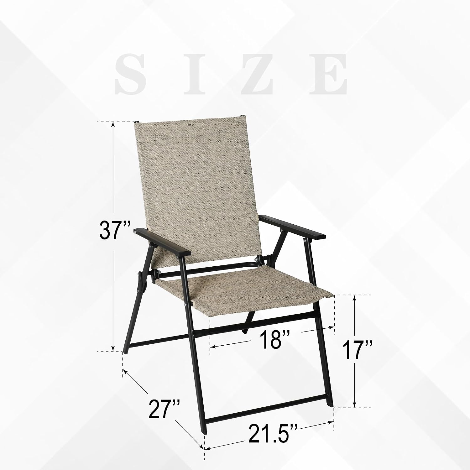 4pcs Folding Chairs for Outside, Foldable Patio Dining Chairs | Portable Lawn Chairs 4 Pack, All-Weather Outdoor Camping Chairs, Galvanized Steel Frame, Textilene Mesh Fabric