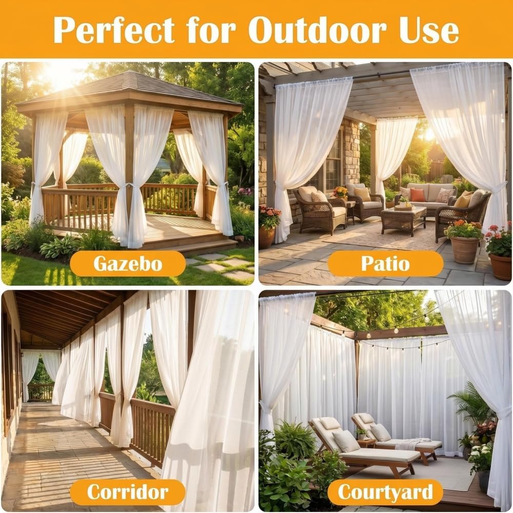 netting for porch/patio/canopy/garden, 60x96in, 2pack, outdoor sheer tulle showing dimensions