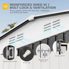 dwvo 10x8ft metal outdoor storage shed with window, package contents