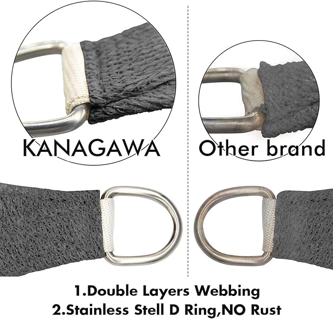 KANAGAWA 12'X22' Dark Gray Custom Size Sun Shade Sail Rectangle UV Block Canopy Cover for Patio Backyard Lawn Garden Outdoor (Customized Available)