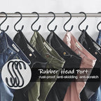 30 Pack Vinyl Coated Heavy Duty S Hooks for Hanging Plants, Clothes, Non Slip Steel Metal Black Rubber Coated Closet S Hooks for Hanging Jeans, Jewelry, Pot, Pan