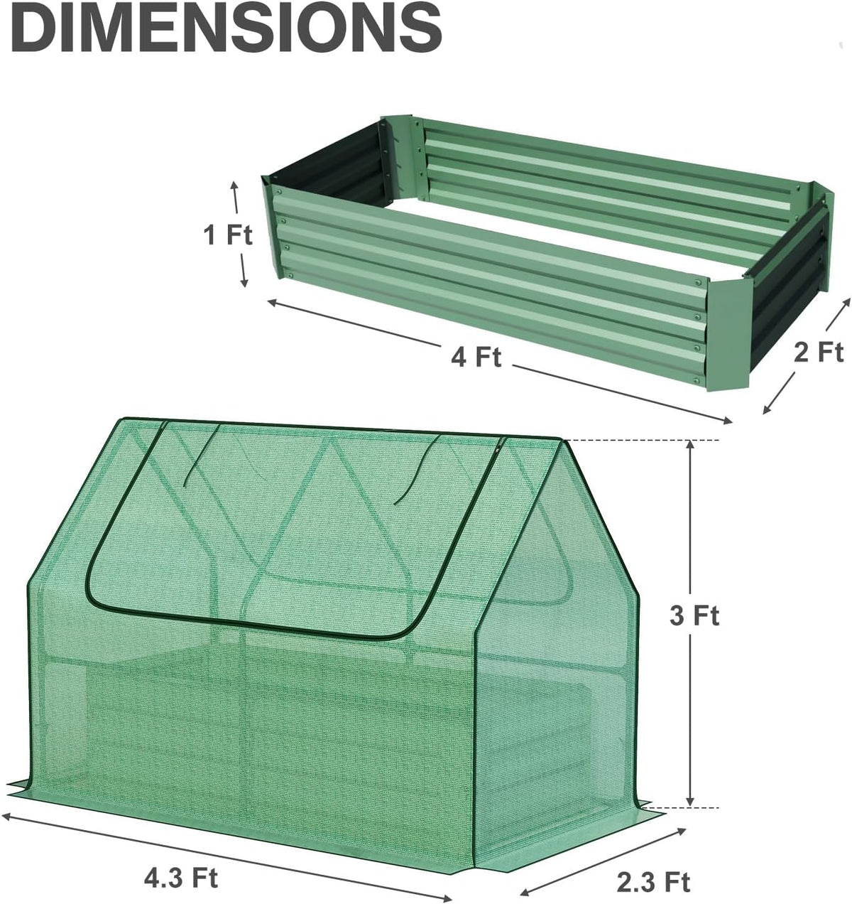 aoodor raised garden bed kit, 4x2x1 ft galvanized, close-up detail