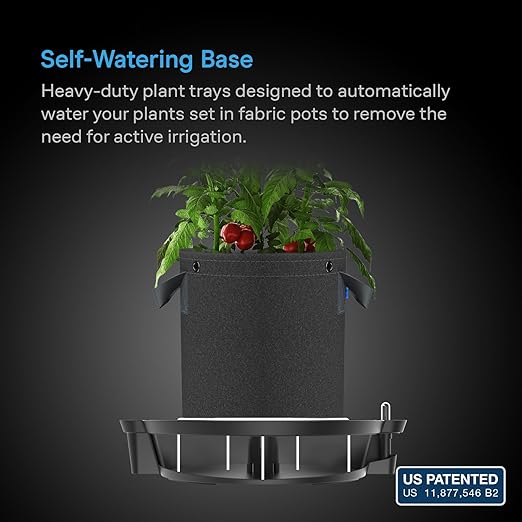 AC Infinity Self-Watering Fabric Pot Base XL, 4-Pack Auto-Irrigation Water Delivery System with Reservoir Meter, Extra Large Elevated Plant Saucers for Indoor Grow Tents, Greenhouses, Outdoor Gardens