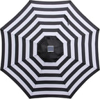Blissun 9 ft Solar Umbrella 32 LED Lighted Patio Umbrella Table Market Umbrella with Tilt and Crank Outdoor Umbrella for Garden, Deck, Backyard, Pool and Beach (Black and White)