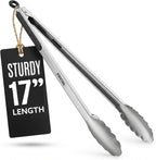 Kona 18-in Stainless Steel Locking Grill Tongs, Heavy-Duty, 1 Pack | Extended 18-in reach, locking design for easy storage, for grill, BBQ, and kitchen
