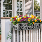 6 Pack 30 Inch Window Boxes Planter for Outdoor Plants Deck Railing Planters Box with Adjustable Brackets for Porch Fence Balcony Hanging Flower Baskets with Non-Woven Fabric Liner for Garden Décor