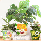 GUGUGO 8 Inch Large Flower Face Planters, Abstract Unique Head Plant Pot with Drainage, Rainbow Colorful Cute Flower Plant Pots for Indoor Plants, Funny Gardening Pot Gift Home Décor, Blue&Pink