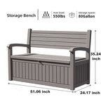 80 Gallon Outdoor Storage Bench Deck Box Waterproof Lockable,Outdoor Storage Furniture for Patio,Garden and Porch,Tools and Cushions（Grey Stripe）