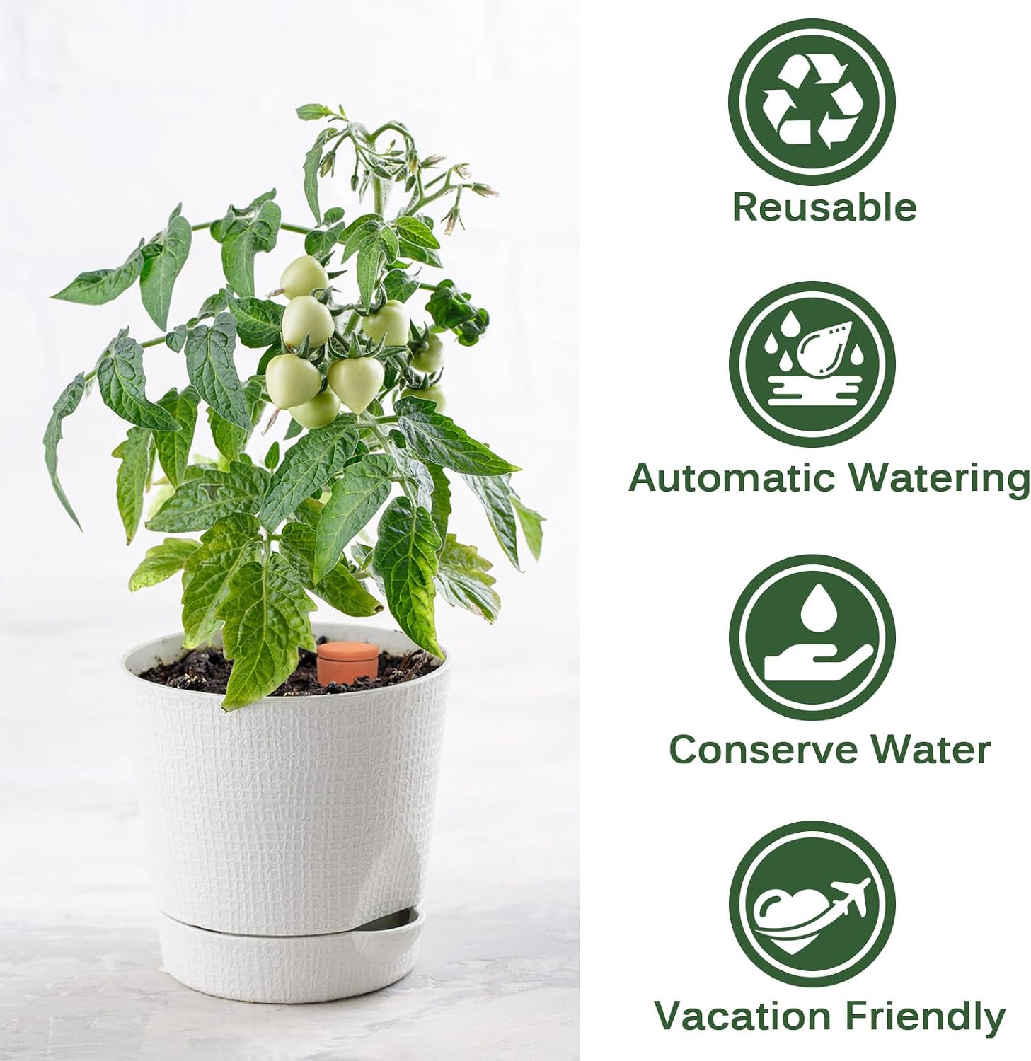 Terracotta Ollas Watering Pots, 2 PCS Slow Release Plant Watering Globes Terracotta Self Watering Planter Insert, Holds 15 Oz Water Automatic Watering System for Potted Plants While On Vacation