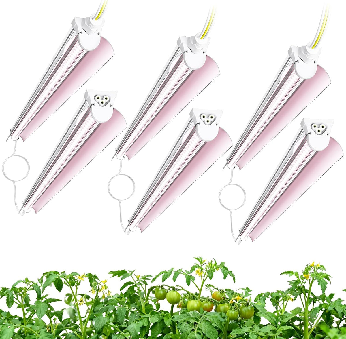 elaruslux 6 pack 4ft plant grow light,t8 pinkish, main product view