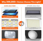 WdtPro Solar Lights Outdoor Flood Light, 3500LM Bright Motion Sensor Outdoor Lights, 3 Heads & Upgrade Glass Panel, LED Solar Powered Security Light Spotlights Waterproof for Outside Yard-2Pack
