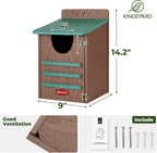 Kingsyard Large Recycled Plastic Wooden Owl House, Waterproof Screech Owl Bird Boxes for Outside, Owl Nesting Box Kit with Screws Ideal for Wildlife, Elf, Pygmy, Garden, Air Ventilation. Green