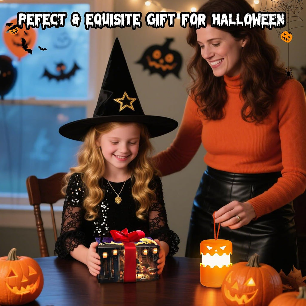 Rechargeable Halloween Pumpkin Lantern Light Collapsible Jack O Lantern | Battery Operated Pumpkin Lantern with Lanyard - Halloween Party Favor Decoration Outdoor Light up Pumpkin for Halloween Party