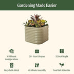 32" Extra Tall Raised Garden Bed Kits, 3.5 x 3.5 x 2.7ft Raised Planter Box Outdoor, 2 x 5 x 2.7ft Deep Root 4 in 1 Modular Metal Raised Beds for Gardening Vegetables Flowers Fruits - Modern Gray