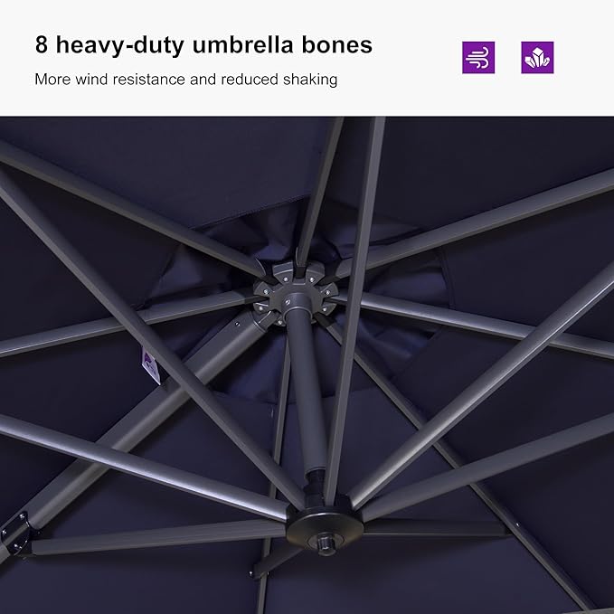 PURPLE LEAF 10'×13' Patio Umbrella with Base Included and Cover Outdoor Umbrella with Cover Extra Large Heavy Duty Cantilever Umbrella Navy Blue