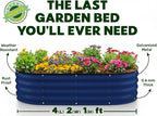 Plant & Plot Galvanized Raised Garden Beds Outdoor // 4×2×1 ft Planter Raised Beds for Gardening, Vegetables, Flowers // Large Metal Garden Box (Navy) // Patented Tool-Free Design