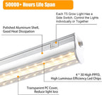 T5 1FT 0.3M 6W×4 Warm Light 3000K Grow Light Tubes,Full Spectrum LED Grow Lights,6W Energy Efficient,Plug & Play,for Hydroponics/Soil Seedlings Vegetables Herbs Flower (4 Packs)