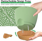 ZMTECH 8 Inch Hanging Planters for Indoor Outdoor Plants, 2 Pack Self Watering Hanging Plant Pots with Drainage Holes and Removable Saucer, Plastic Flower Hanging Pots with Watering Lip (Green)