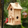 Bird House Outdoor Bird Houses for Outside Clearance,2 Hole Wooden BlueBirdHouse Finch Cardinals Hanging Birdhouse 2 Rooms Nesting Box for Wild Bird Viewing