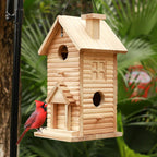 Bird House Outdoor Bird Houses for Outside Clearance,2 Hole Wooden BlueBirdHouse Finch Cardinals Hanging Birdhouse 2 Rooms Nesting Box for Wild Bird Viewing