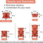 GameXcel Vertical Planter 4 Tier Stackable Planters Garden Planters Strawberry Herb Flower and Vegetable Planter Indoor Outdoor Gardening Pots with Removable Wheels and Tools