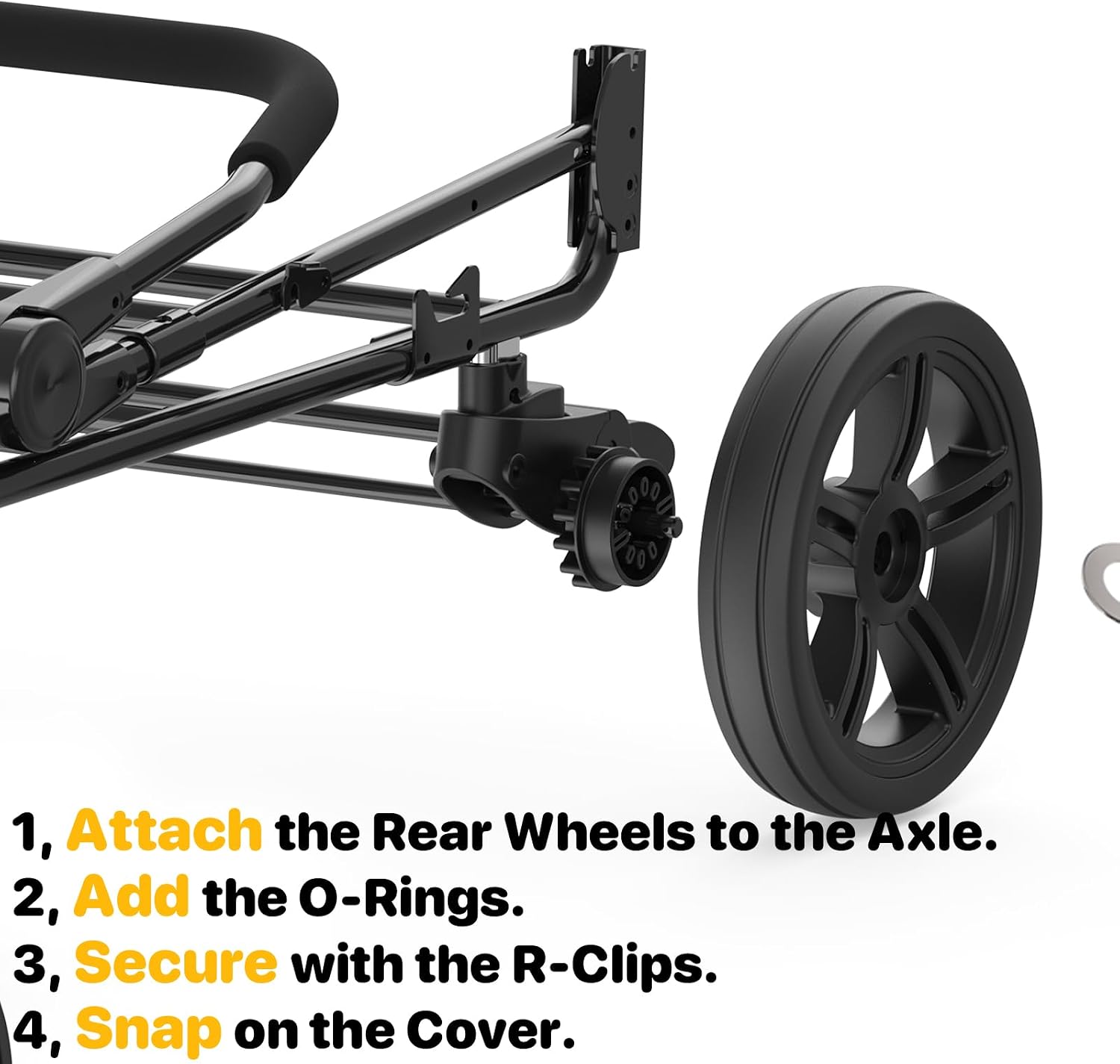 PAWZIDEA 9" Rear Wheel Replacement for 3-in-1 Large Dog Stroller with Detachable Carrier (Model: AP5100), Tool-Free & Maintenance-Free, Airless Heavy-Duty Spare Wheel (1 Piece)