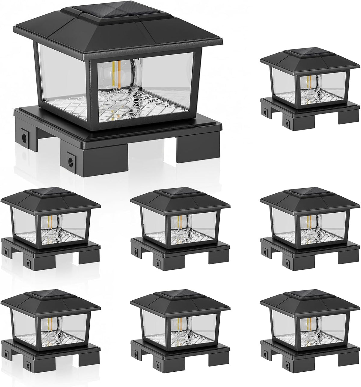 volisun metal solar post cap lights, edison bulb, main product view