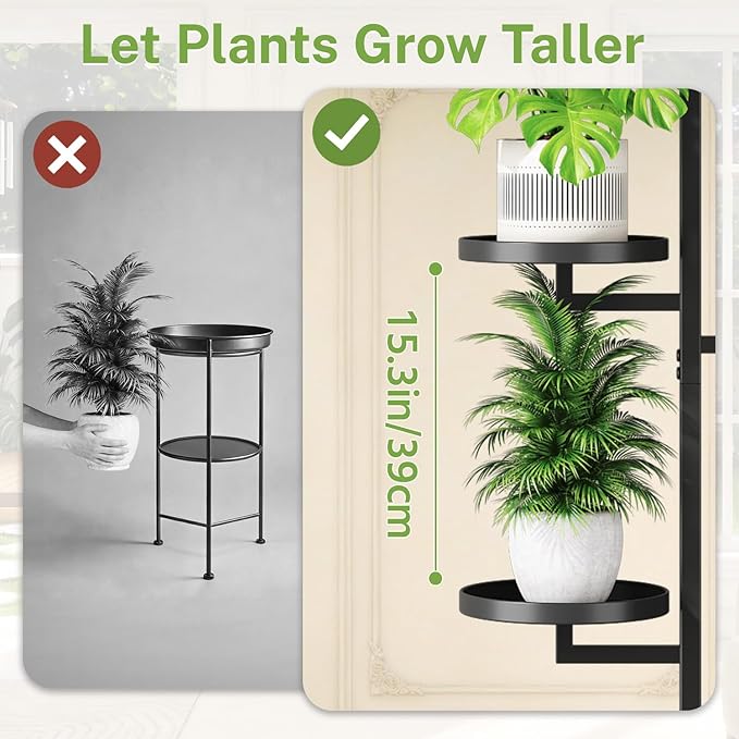 iDavosic.ly 5 Tier Plant Stand Indoor Outdoor, Tiered Corner Multiple Flower Pot Holder Shelf, Metal 40 Inch Tall Display Rack for Patio Porch Living Room Garden Balcony Bedroom, Black
