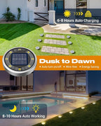 btfarm 10 Pack Solar Ground Lights Outdoor, 8 LED Solar Disc Lights IP65 Waterproof Flat Solar Light, Pathway Lights Solar Powered for Garden Lawn Patio Yard Path Landscape, Warm White