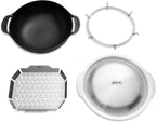 Weber Crafted® Wok & Steamer, 6 Qt, for Gourmet Grilling | Porcelain‑Enameled Cast‑Iron Wok with Steamer Basket for Weber Crafted® Grills (Frame Kit Required) - Grill Accessory